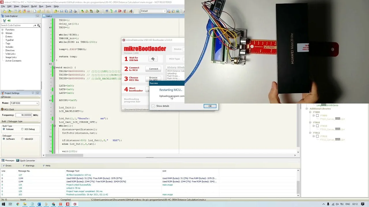 mikroC ile PIC Programlama #09 : HC-SR04 ile Mesafe Ölçümü