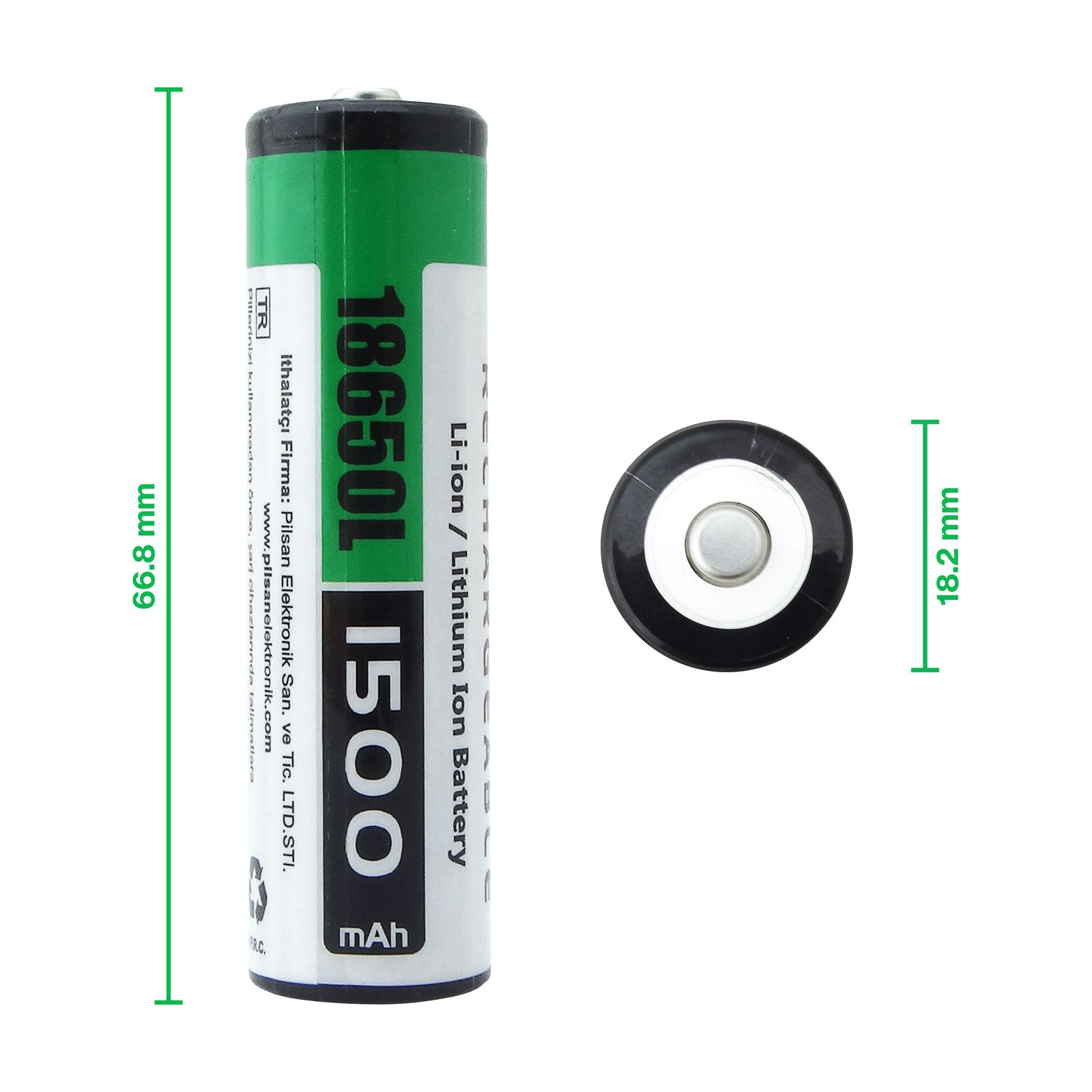 Orion 18650L 3.7V 1500mAh 18650 Li-ion Pil