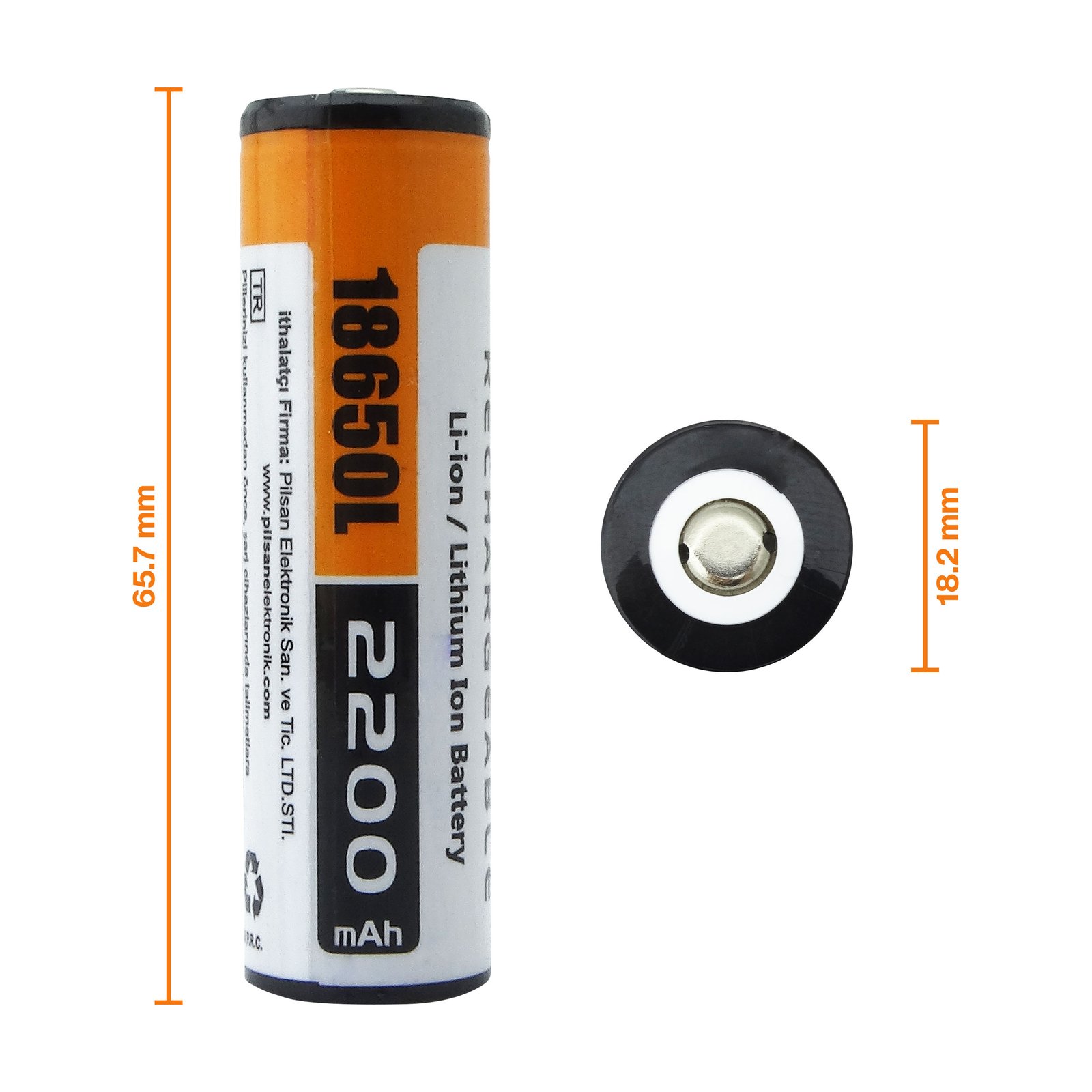 Orion 18650L 3.7V 2200mAh 18650 Li-ion Pil