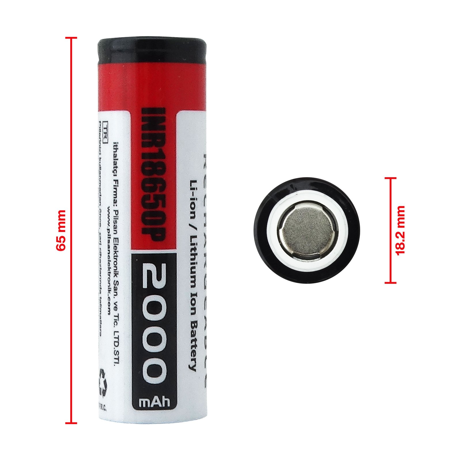 Orion INR18650P 3.7V 2000mAh 15C 18650 Li-ion Pil