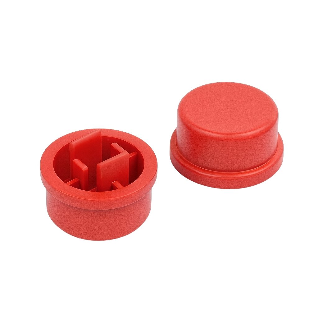 12x12mm Tact Switch Kapağı (Yuvarlak - Kırmızı) 1
