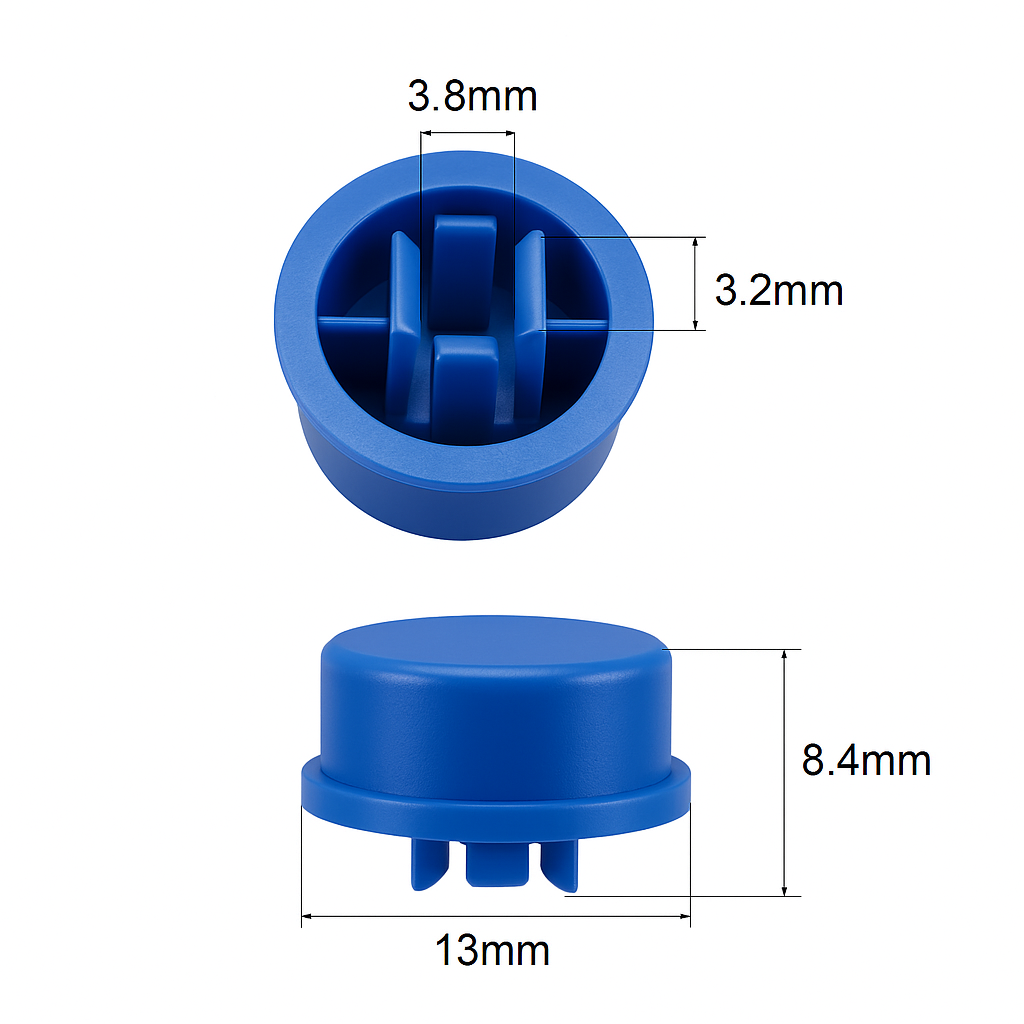 12x12mm Tact Switch Kapağı (Yuvarlak - Mavi) 2