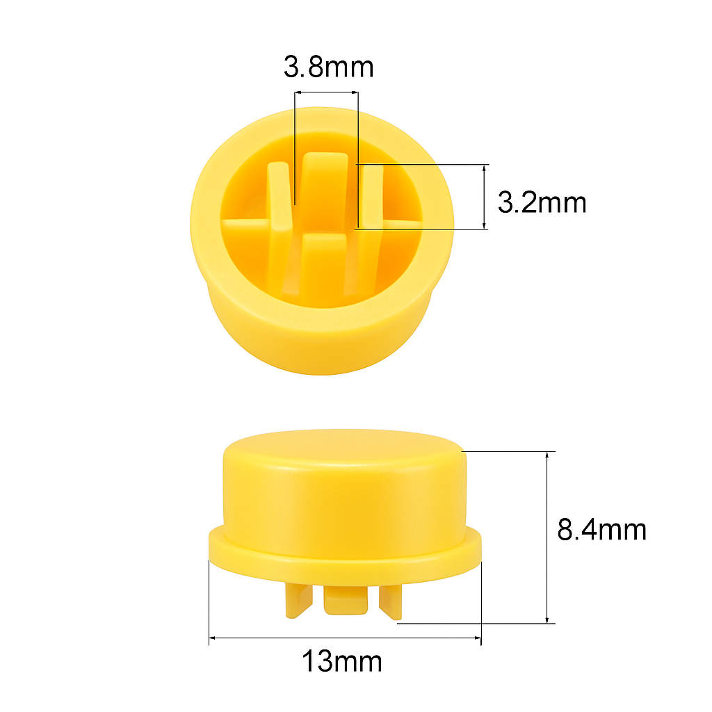 12x12mm Tact Switch Kapağı (Yuvarlak - Sarı) 2