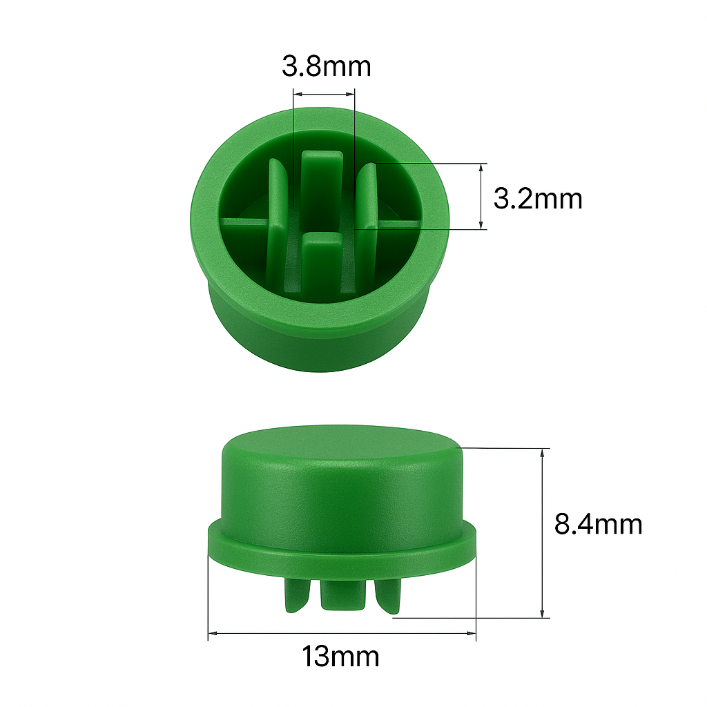 12x12mm Tact Switch Kapağı (Yuvarlak - Yeşil) 2
