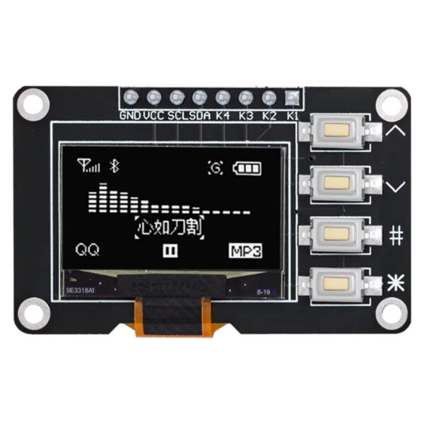 128×64 Beyaz 0.96 inç 4 Butonlu Grafik OLED Display I2C