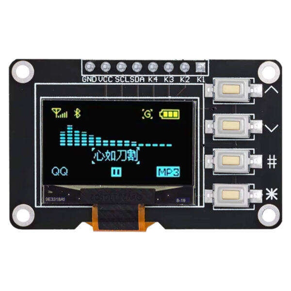 128×64 Sarı/Mavi 0.96 inç 4 Butonlu Grafik OLED Display I2C