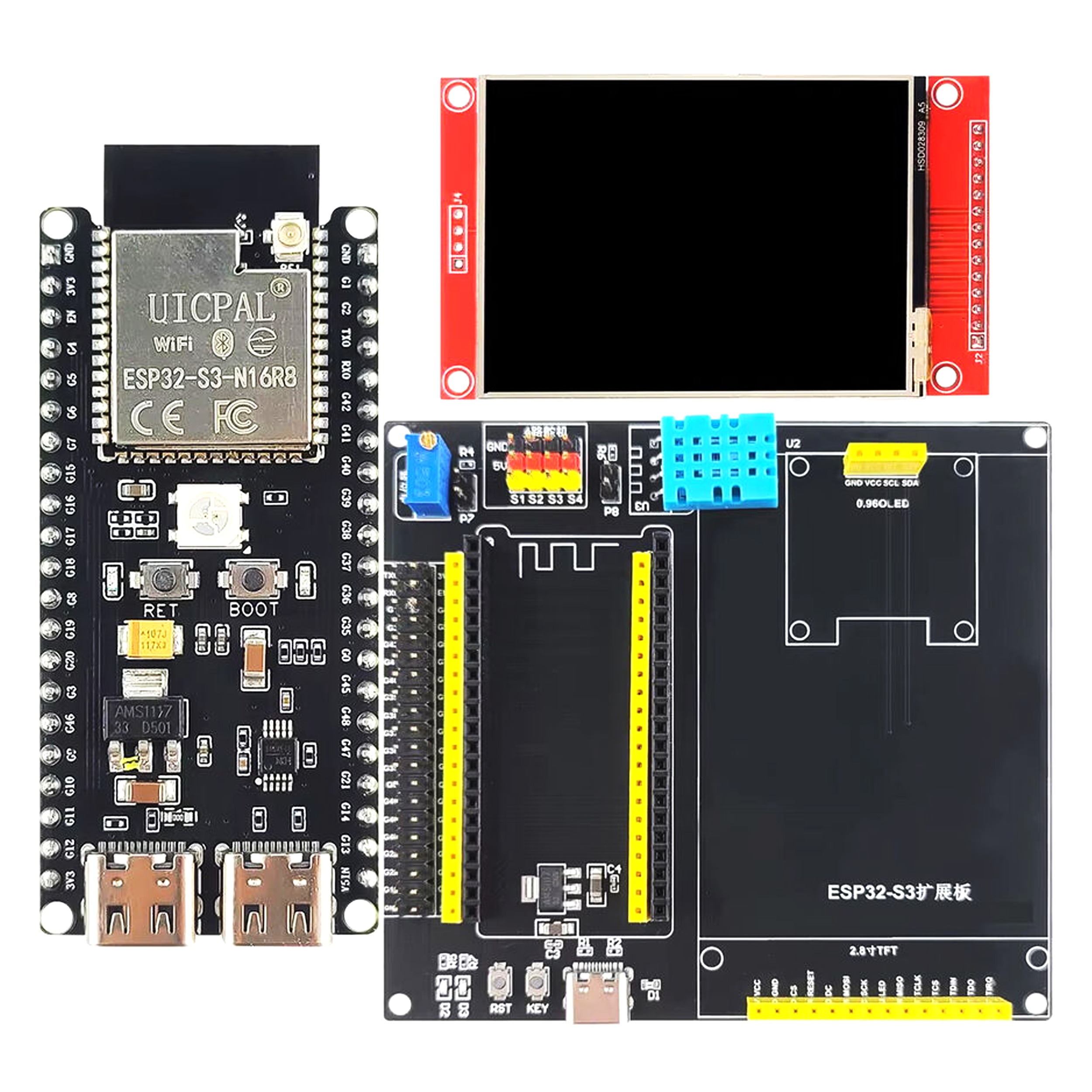 ESP32-S3 N16R8 2.8'' LCD'li Geliştirme Kartı