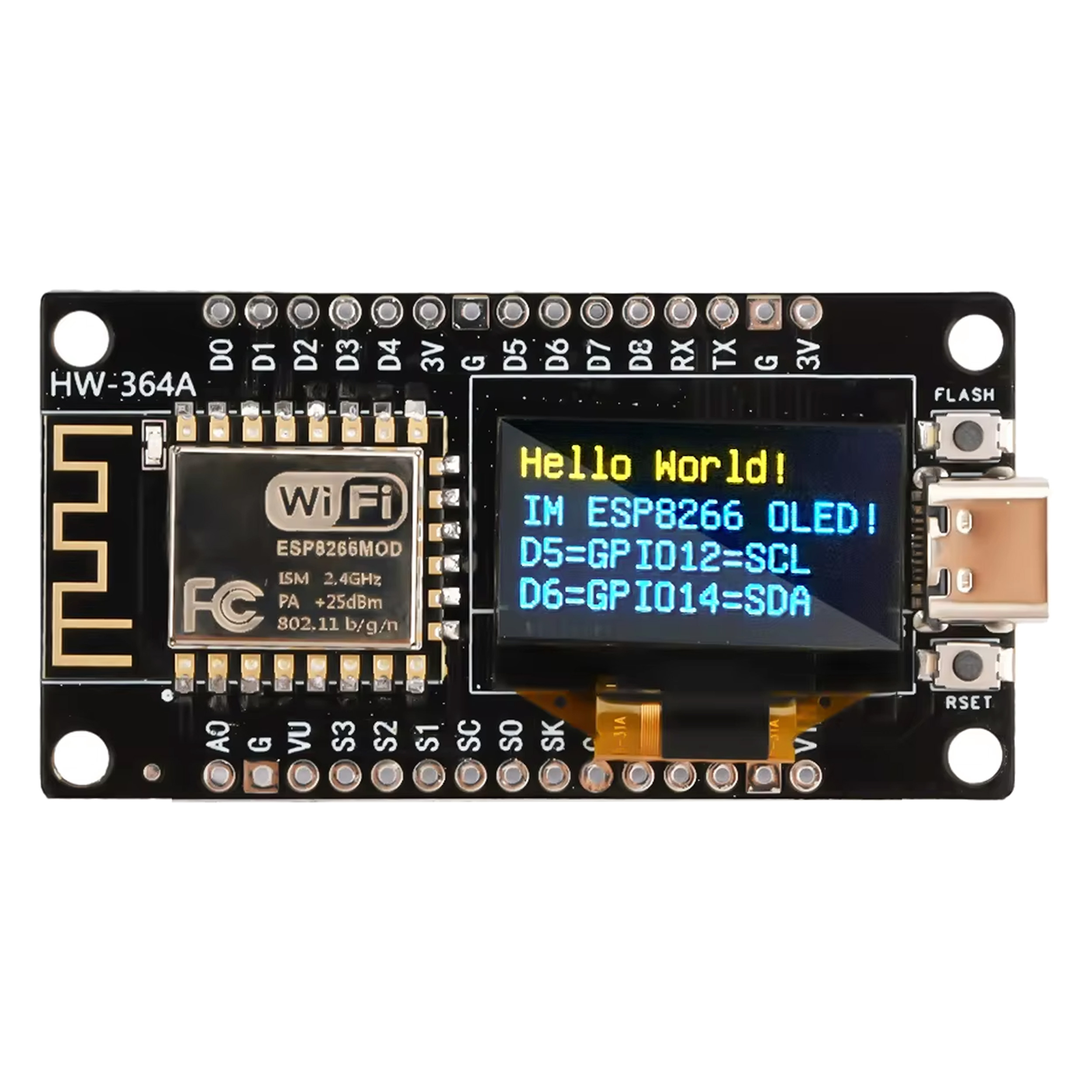 NodeMCU ESP8266 0.96 inç OLED Wifi Geliştirme Kartı Type-C